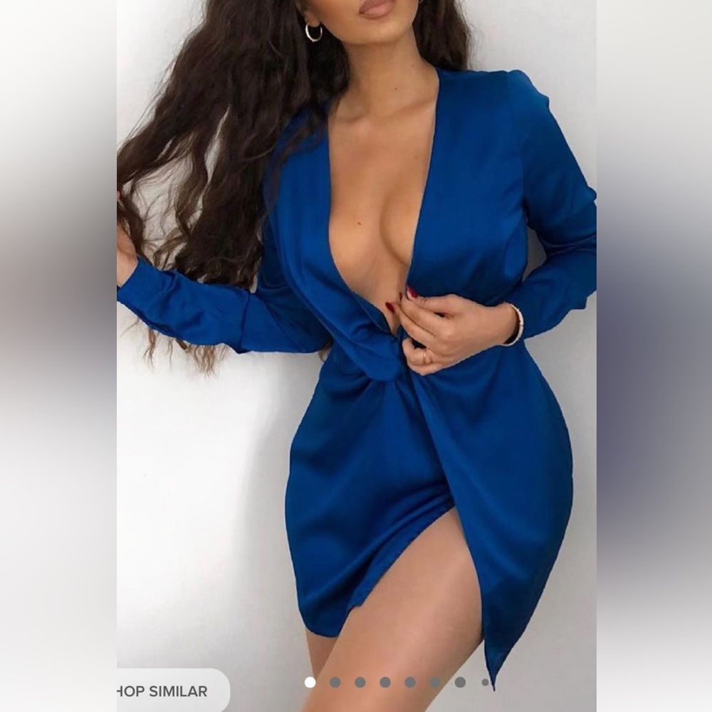 Fashion Nova Royal Blue Satin Dress